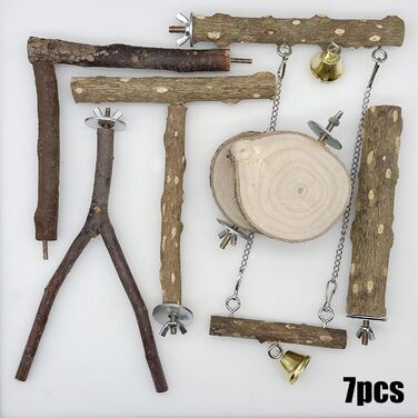 Набір з 9 дерев'яних перекладин Allazone для птахів, гойдалки для папуг, аксесуари для клітки (стиль 4)