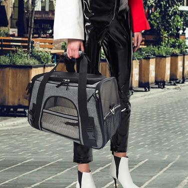 Складана переноска для собак та котів PJDDP, чорна. З плечовим ременем та м'якою підстилкою