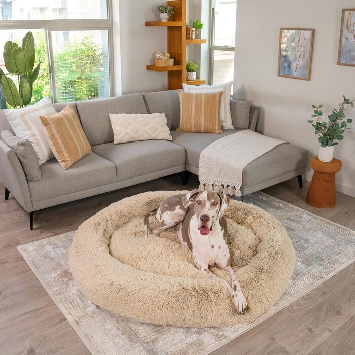 Лежак для великих собак Best Friends by Sheri Calming Donut 2XL, плюш, 137×137 см, бежевий