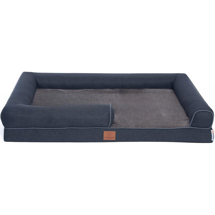 Ортопедичне лежанка для собак Преміум класу з піною Egg Foam, XL, 89 x 63 x 17 см, темно-сірий. Зручна, з водонепроникним чохлом та петлею для перенесення. Лежанка-софа для собак, м'яка, знімний, пральний чохол.