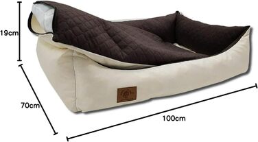 Ліжко для собак Odolplusz XXL - велике, м'яке, з можливістю прання | Розмір 100 x 70 x 19 см (Колір: Коричнево-бежевий)