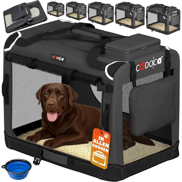Складана переносна переносна коробка для собак XXXL 101x70x70см, міцна та дихаюча, для перевезення в автомобілі, сумка-переноска для тварин, антрацит