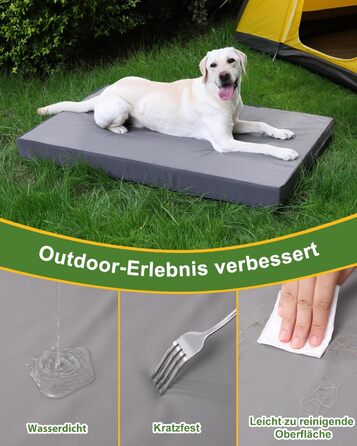 Ортопедичне ліжко для собак Favodormir, великі породи, 104x68 см, знімний чохол з екошкіри, комфортне та прохолодне для дому та вулиці, сірий колір
