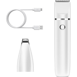 Триммер для тварин 2-в-1 ORIA: собачий/котячий триммер, USB, водонепроникний IPX7, тихий, з 2 насадками - білий