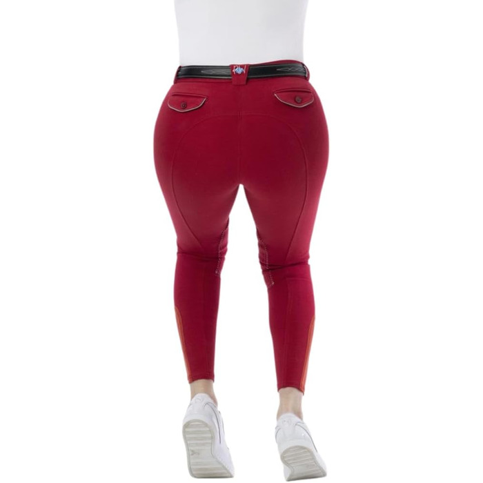Верхні штани для їзди на конях Riding World Alexandrie для жінок та дітей | Еластичні штани з накладкою на колінах | з кишенями спереду | Легінси для верхової їзди в шести кольорах | Одяг для верхової їзди розмір 104-176 та 32-44, Зелений (38, Червоний)