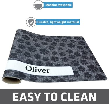 Килимок для годівлі домашніх тварин Drymate Paw Dots - чорний, 30x60 см (для собак та котів)