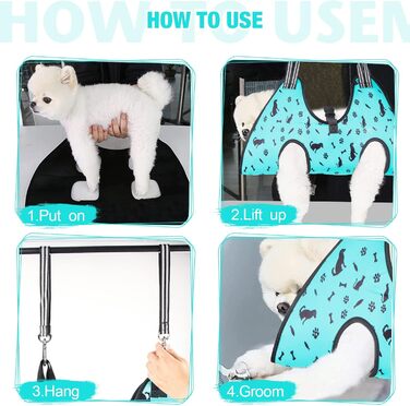 Гамак для грумінгу собак ATESON - гамачок для догляду за шерстю, підходить для стрижки нігтів (XXL до 54,4 кг), зручний для собак великих порід, блакитний