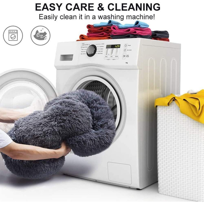 М'яке ліжко для собак Yuly, велике, середнього розміру, зручне, кругле, для котів та собак, рожеве (діаметр 100 см)