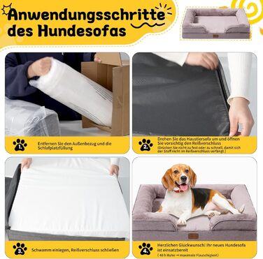 Ортопедичне ліжко для собак маленьких порід 75x60x19,8 см, з високощільним губчатим наповнювачем, для здорових суглобів, знімний водонепроникний чохол, зручне, неслизьке, хакі