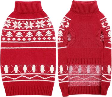 Пуловер для собак на Різдво, великі породи, з рожевим горлом, з малюнком сніжинок, для собак, різдвяний костюм, L, обхват грудей 53 см, червоний