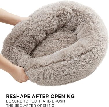 Ліжко для собак та котів Juicy Couture Devon, кругла, штучне хутро, велике, тауп/коричневе, 71x71x25 см