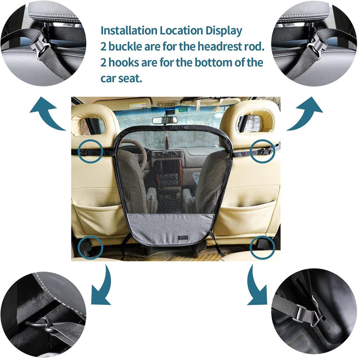 Автомобільна сітка-перегородка для собак Petsfit - універсальна, з сумкою для зберігання та регульованим тросом