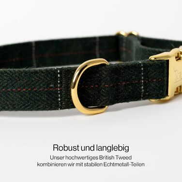 Набір для собак VELVETIER Oxford: нашийник та повідок 2м з диспенсером для пакетів, зелений британський твід, розмір S/M (29-40 см)