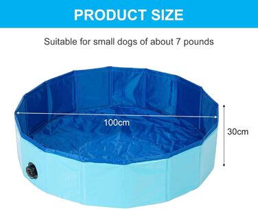 Басейн для собак та котів Demigreat, 100 x 30 см з клапаном зливу, портативний, зносостійкий