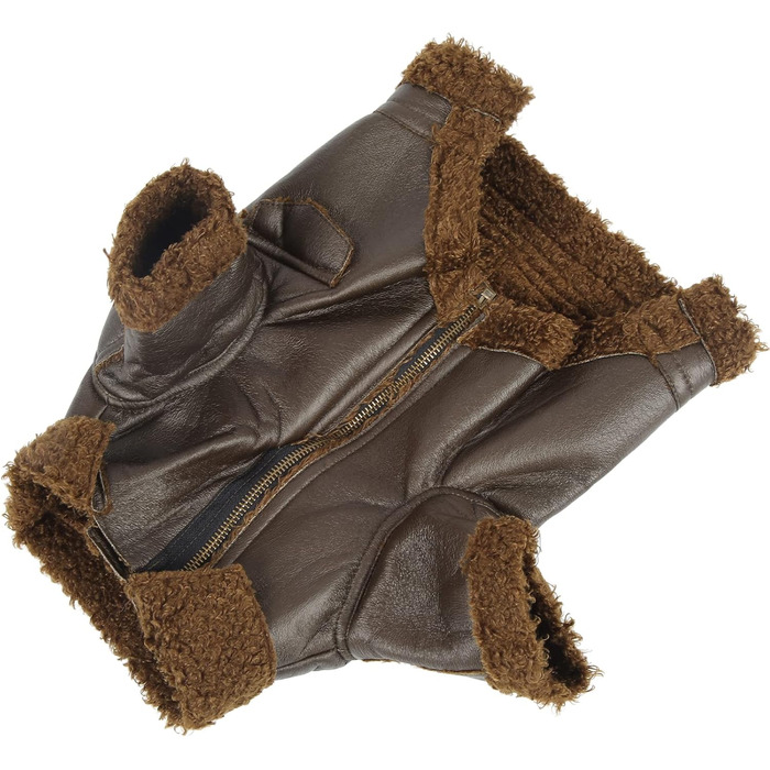 Зимова куртка для собак Pssopp з PU-шкіри, плюшевий підкладка, для маленьких, середніх та великих собак, для прогулянок на вулиці (XL, XL)