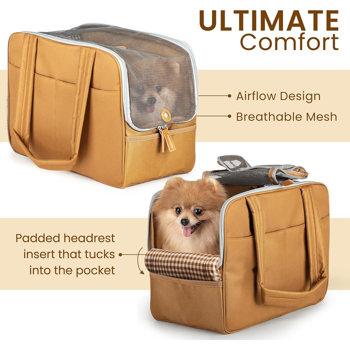 Сумка-переноска для собак та котів – бавовняна, з м'якою підкладкою, з кишенями, дихаюча сітка, зручний ремінь – міцна сумка з поліестеру, легка переноска для тварин, універсальна