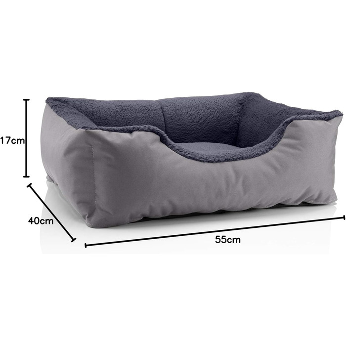 Ліжко для собак BedDog Teddy: м'яке, зручне, знімний чохол, сіре, розмір S, 50 x 35 x 17 см