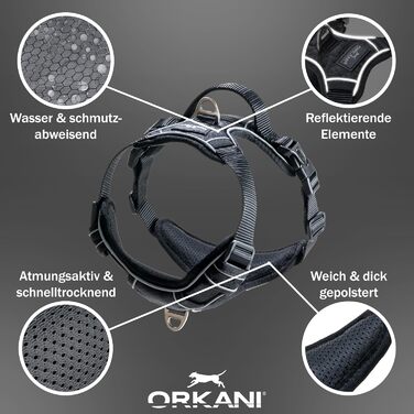 Шлея для собак ORKANI Bravo 2024 – преміум анти-натяжна, дихаюча, з м’якою підкладкою, безпечна застібка, зручна ручка для малих, середніх і великих собак (M)