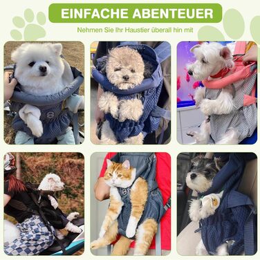 Hunderucksack ALLSOPETS для маленьких собак - Легкий, дихаючий, зручний, з поводком, для подорожей, прогулянок, активного відпочинку (Оливковий, M)