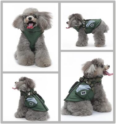 Зимня куртка для собак, тепла флісова підкладка, водовідштовхувальна та вітрозахисна, для маленьких, середніх та великих собак (L, Зелений)