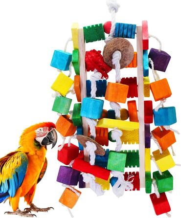 Іграшка для папуги MQUPIN: дерев'яні блоки для жування, 56 см, для Африканського сірого папуги, M-11 inches