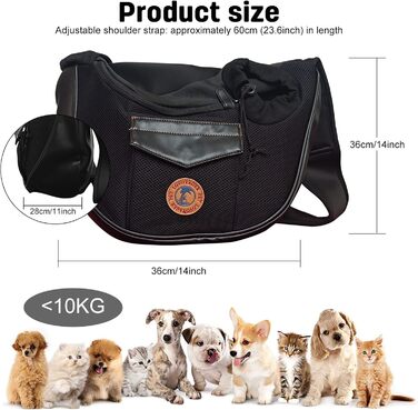 PETCUTE Сумка-переноска для собак, для маленьких собак, переноска для цуценят, дихаюча сітка, транспортна сумка, 9 кг (Чорний)