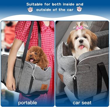 Автокрісло для собак до 5.4 кг | Універсальна консоль в авто | Знімне, миється | Безпечне автокрісло для тварин Pure Grey One Size