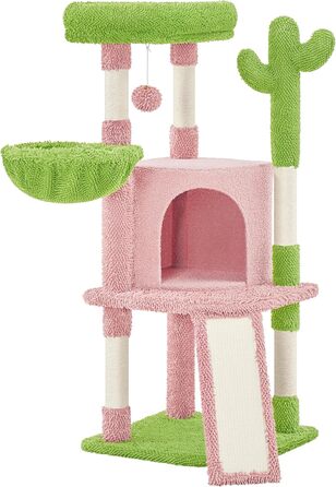 Когтеточка-будинок для котів Yaheetech Kaktus, 106.5 см, бежево-коричнева, з оглядовою платформою та печереєю
