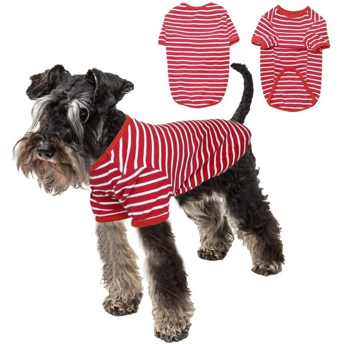 Пуловер для собак - тонкий пуловер для середніх собак, стильні собачі пуловери в смужку, еластичний пуловер для собак, французький бульдог (червоний XXXL), червоно-білий, розмір XXXL