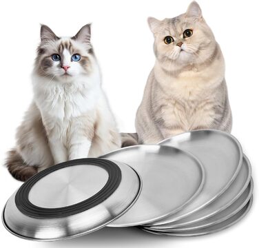 Набори мисок для котів та дрібних тварин Elisabe Katzennapfe (6 шт.) з нержавіючої сталі, 17 см, антиковзний, проти втоми вусів
