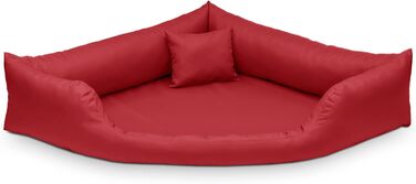 Килимок для собак Juelle з штучної шкіри, кутовий, для середніх та великих собак, м'який, софа Gabi M-XXL (80x80 см, XXL - 140x140x24 см, Червоний)