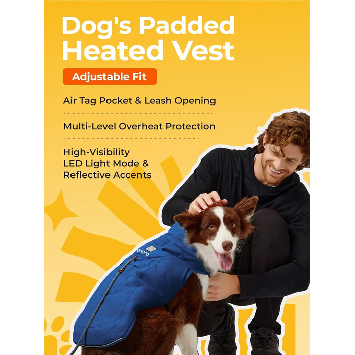 ORORO Теплий зимовий одяг для собак з підігрівом, акумуляторний, відбиваючий, для малих, середніх та великих собак (Синій, L)