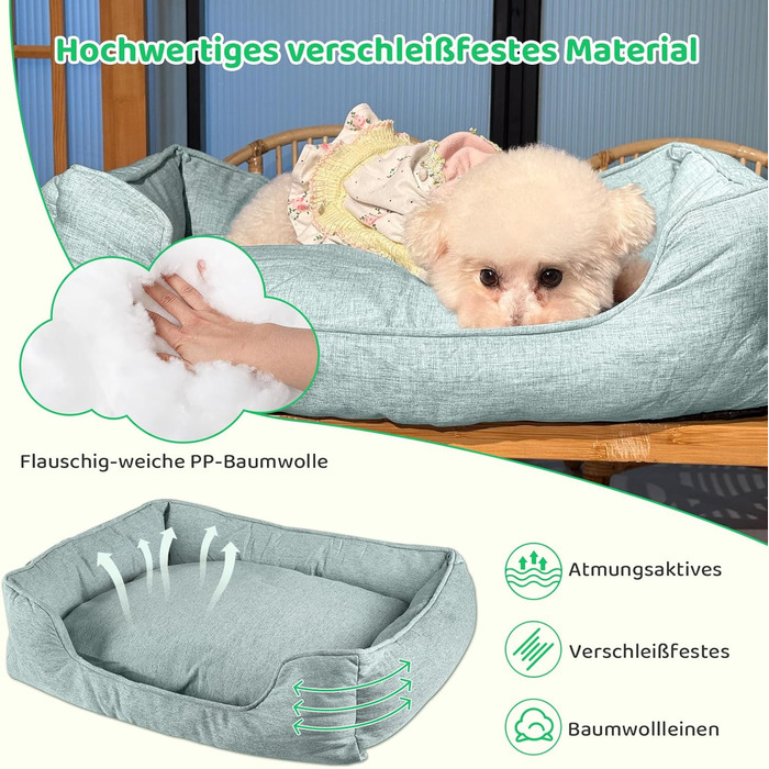 Крісло-ліжко для собак великих порід, 90x69x21 см, зелене, з м'якою подушкою, миється, двостороннє