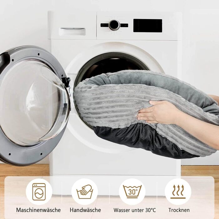 Кругле ліжко для котів та собак, сіре, 50.8 см, з м'яким флісовим покриттям, миється, зручне для сну