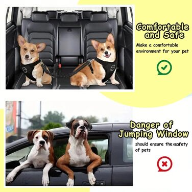 Авторемень для собак у машину, еластичний двосторонній, регульований (чорний)