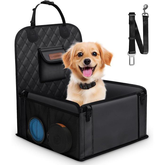 Автокрісло для собак Looxmeer: стабільне, водонепроникне, з ременями безпеки, чорне