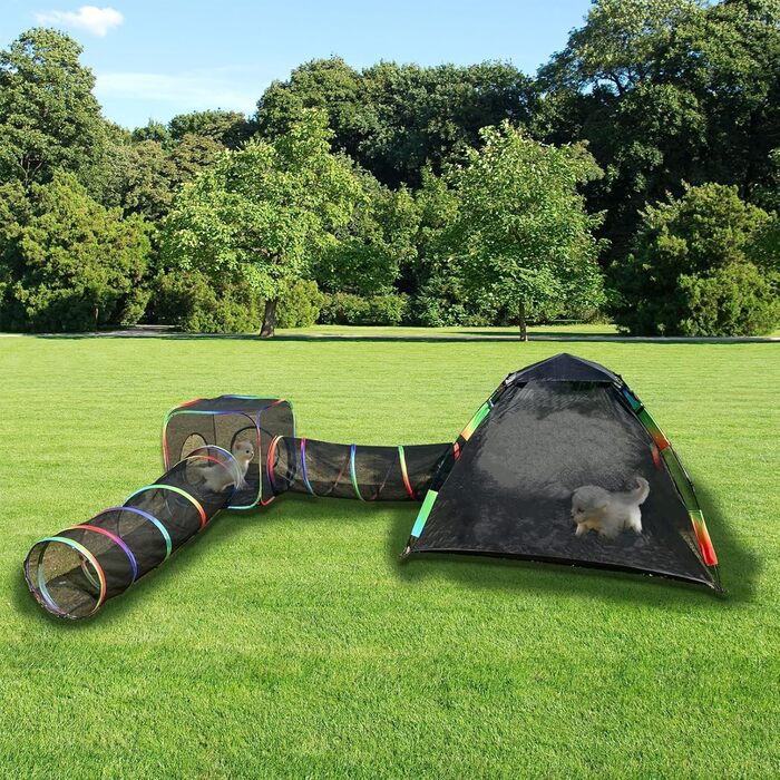 Клітка для котів Homegroove 4-в-1, набір для котів на вулицю з наметом та тунелем, для дрібних тварин