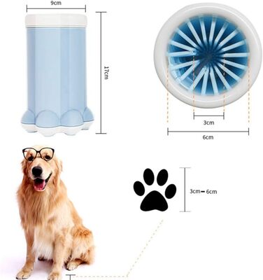 Набір для миття лап домашнім тваринам PJDDP: чаша з силіконовою щіткою для собак, котів. Очищувач лап для собак середніх порід, цуценят. Рожевий