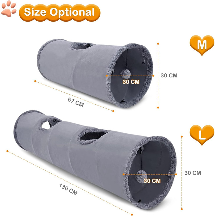 Туннель для котів ALLSOPETS - іграшка-тунель для кошенят, кроликів та інших дрібних тварин. Сірий колір.