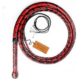 Чорна та червона батогом з кенгурячої шкіри, важка батогом для биків з 16 плетінням, плетений шкіряний корпус та шкіряна підкладка всередині, гучна, дзвінка батогом, Індіана Джонс, верховая їзда (10 футів (3 метри))