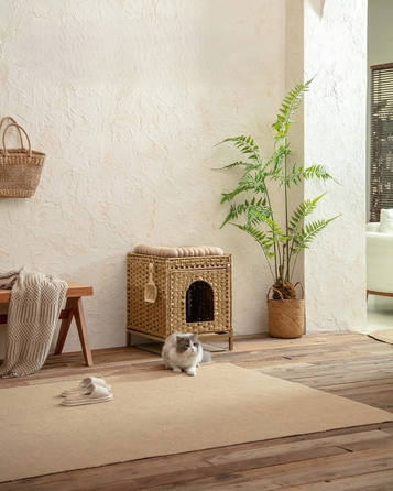 Шафа-будиночок для кота Klippehop з ротанга з лотком, 52x47x48,5 см