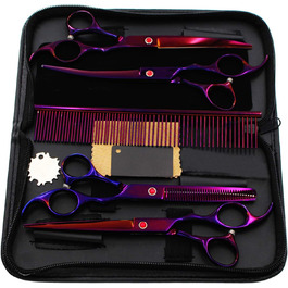 Набір професійних ножиць для грумінгу собак 6CR Edelstahl, набір для догляду за тваринами, ножиці для собак та котів (фіолетовий)