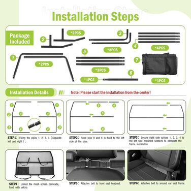 Бар'єр для собак у машину, 142 см, для позашляховиків, SUV, легкових авто, захист заднього сидіння, перегородка, подорожі