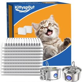 Фонтан-поїлка для котів Kittyspout з нержавіючої сталі, 3.2 л (10 фільтрів + 2 губки)