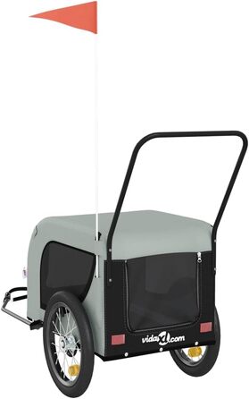 Причіп для велосипеда для собак Сірий та Чорний, Oxford-Gewebe та сталь, LH12049