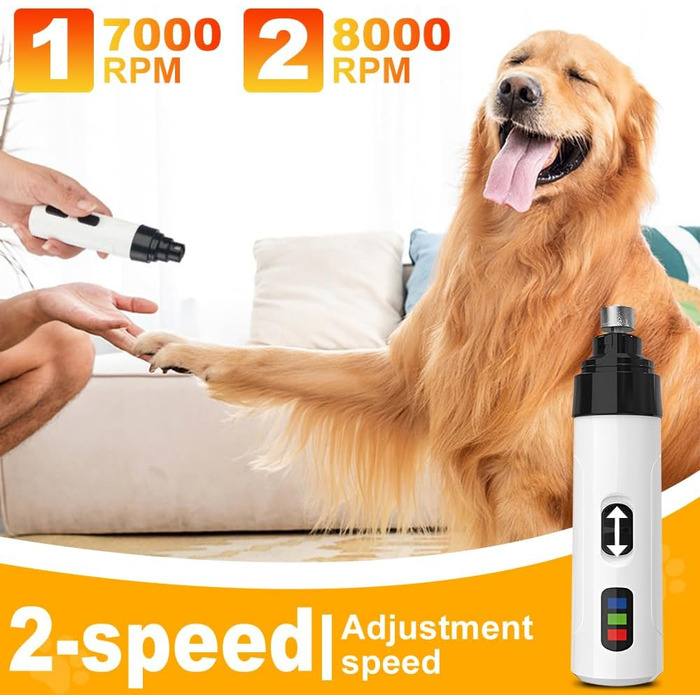 Електричний точило для собачих кігтів Silent Diamond Bit - безпечна електрична пилка для собак з 3 насадками, USB, 2 швидкості