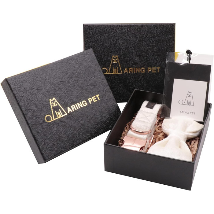 Елегантний ошийник для собак Aring з краваткою, велюровий, регульований, м'який, білий. Подарунок для дівчаток та хлопчиків