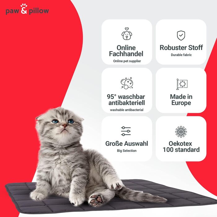 Лежак для собак paw & pillow® Outdoor та Indoor, стійкий до подряпин і укусів, миючийся, для подорожей, автомобіля та дому, сірий, розмір L, вироблено в Німеччині