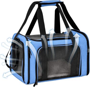 Транспортна переноска для собак та котів, складна, блакитна. Підходить для маленьких тварин, портативна переноска для подорожей