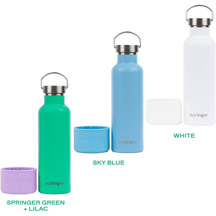 Водяна пляшка для собак Springer Dog and Me 680.4 г з нержавіючої сталі з ізоляцією - зберігає холод до 12 годин. З інтегрованою мискою для води. Кольори: фіолетовий та зелений.